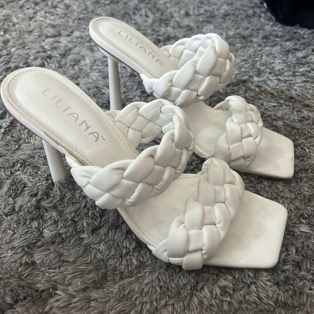 White braided heel
